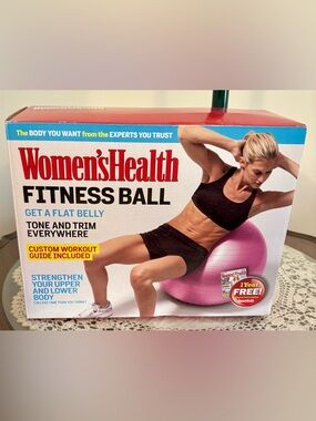 Women’s Health Fitness Ball - Pink, inflates to 22”/55 cm